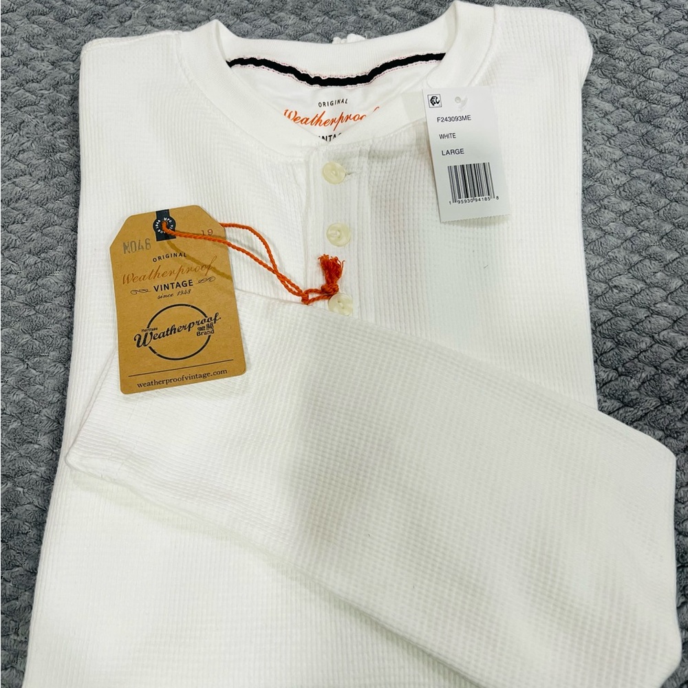 Weatherproof Vintage Men's White Henley Sweatshirt